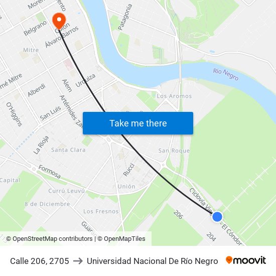 Calle 206, 2705 to Universidad Nacional De Río Negro map