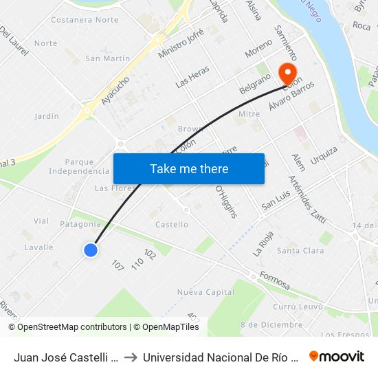 Juan José Castelli 892 to Universidad Nacional De Río Negro map