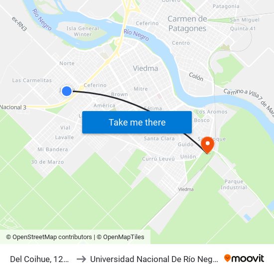 Del Coihue, 1288 to Universidad Nacional De Río Negro map