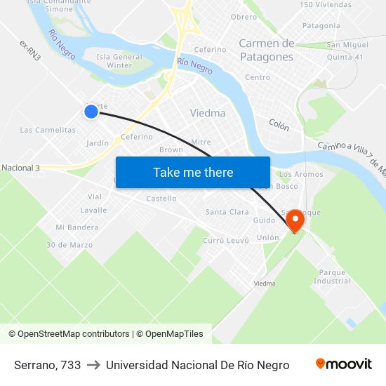 Serrano, 733 to Universidad Nacional De Río Negro map