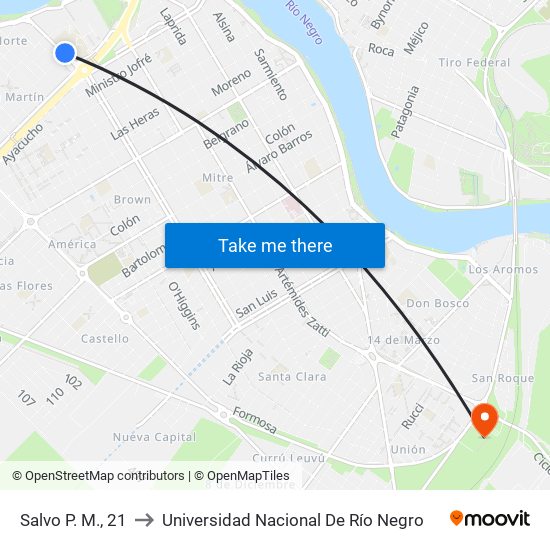 Salvo P. M., 21 to Universidad Nacional De Río Negro map