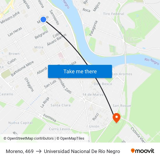 Moreno, 469 to Universidad Nacional De Río Negro map