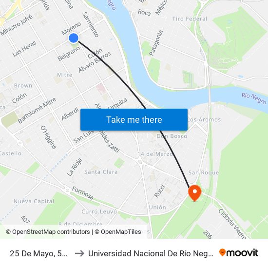 25 De Mayo, 521 to Universidad Nacional De Río Negro map