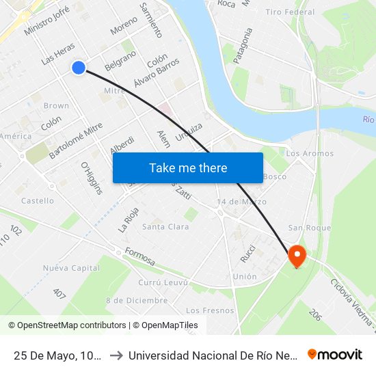 25 De Mayo, 1010 to Universidad Nacional De Río Negro map