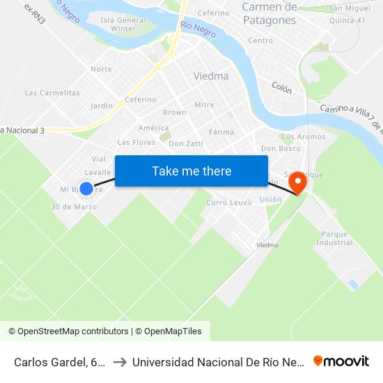 Carlos Gardel, 674 to Universidad Nacional De Río Negro map