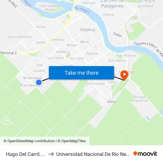 Hugo Del Carril, 12 to Universidad Nacional De Río Negro map
