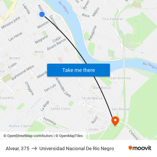 Alvear, 375 to Universidad Nacional De Río Negro map