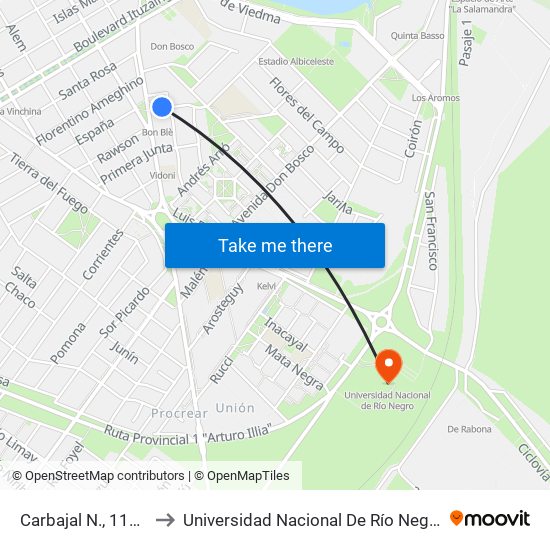 Carbajal N., 1112 to Universidad Nacional De Río Negro map