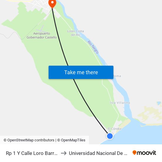 Rp 1 Y Calle Loro Barranquero to Universidad Nacional De Río Negro map