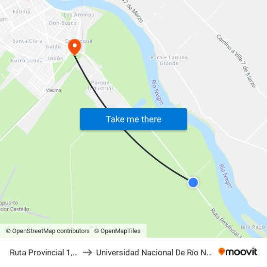 Ruta Provincial 1, 11 to Universidad Nacional De Río Negro map