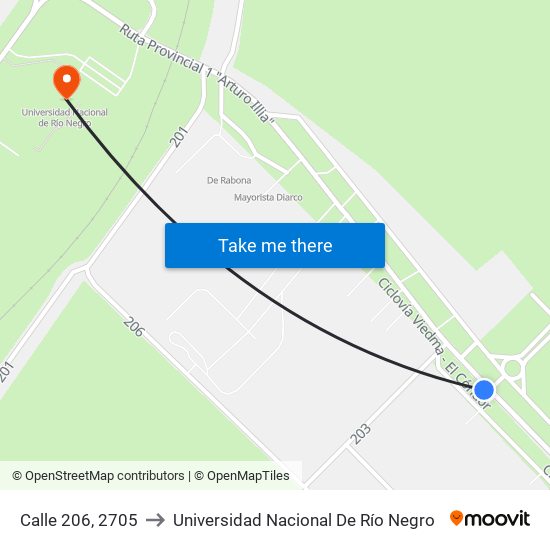 Calle 206, 2705 to Universidad Nacional De Río Negro map