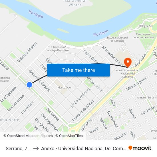 Serrano, 733 to Anexo - Universidad Nacional Del Comahue map