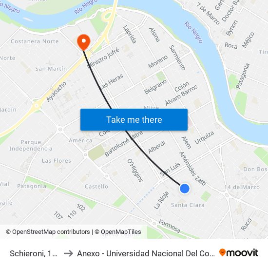 Schieroni, 1145 to Anexo - Universidad Nacional Del Comahue map