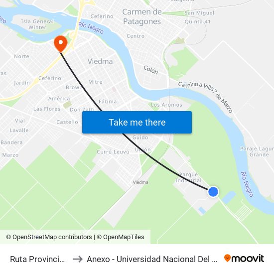 Ruta Provincial 1, 7 to Anexo - Universidad Nacional Del Comahue map