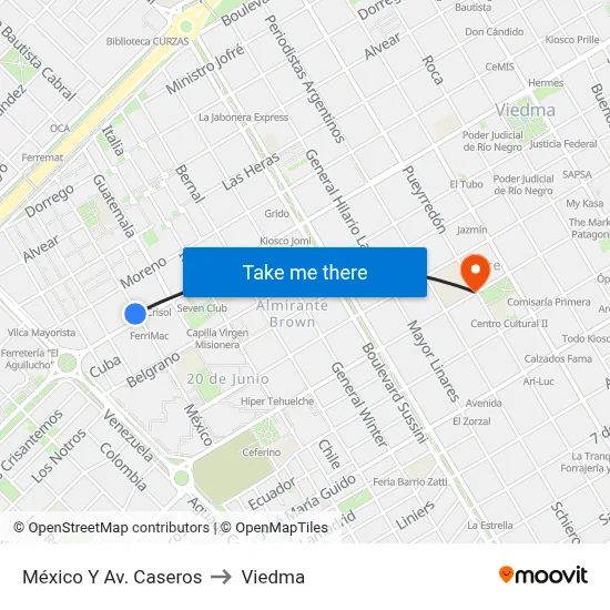 México Y Av. Caseros to Viedma map