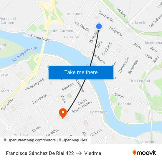 Francisca Sánchez De Rial 422 to Viedma map