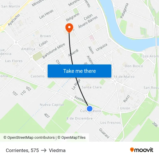 Corrientes, 575 to Viedma map