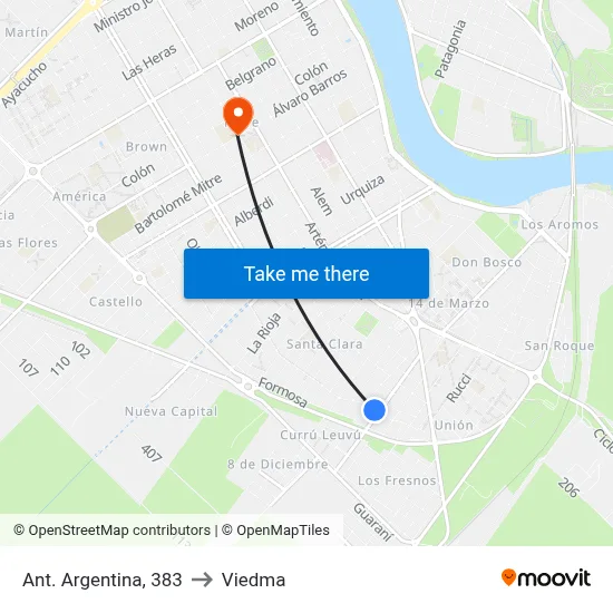 Ant. Argentina, 383 to Viedma map
