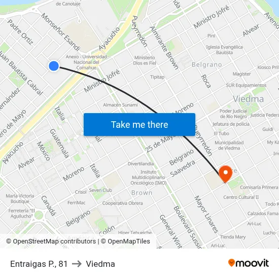 Entraigas P., 81 to Viedma map