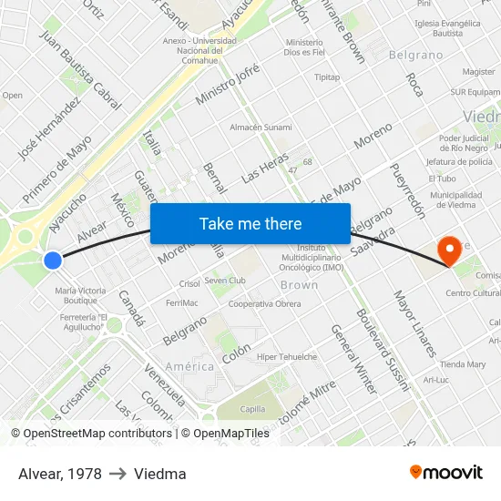 Alvear, 1978 to Viedma map