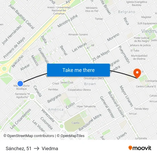 Sánchez, 51 to Viedma map