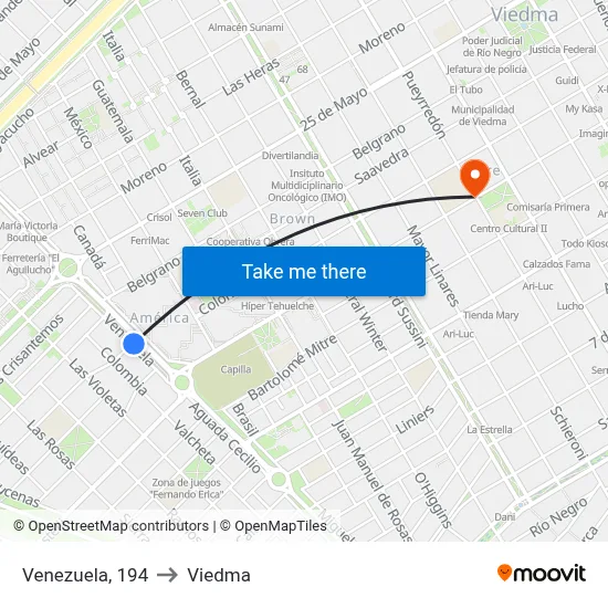Venezuela, 194 to Viedma map