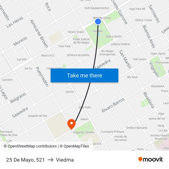 25 De Mayo, 521 to Viedma map