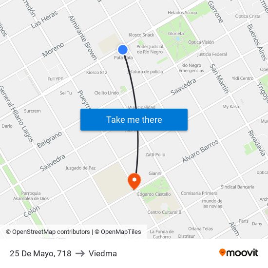25 De Mayo, 718 to Viedma map
