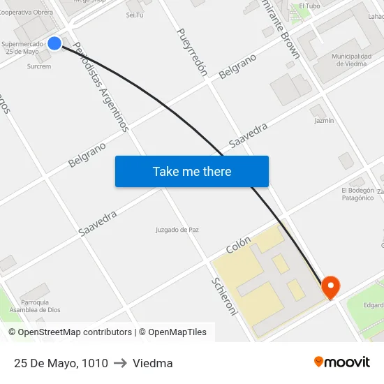 25 De Mayo, 1010 to Viedma map