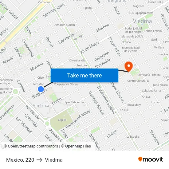 Mexico, 220 to Viedma map