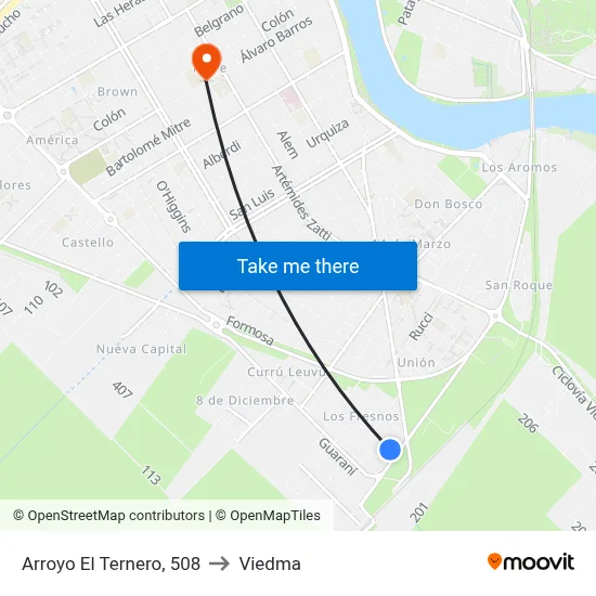 Arroyo El Ternero, 508 to Viedma map