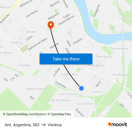 Ant. Argentina, 383 to Viedma map