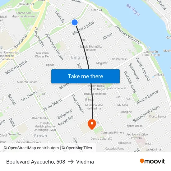 Boulevard Ayacucho, 508 to Viedma map