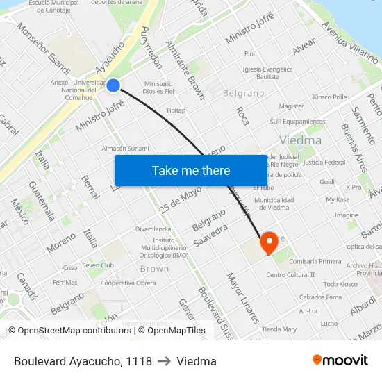 Boulevard Ayacucho, 1118 to Viedma map