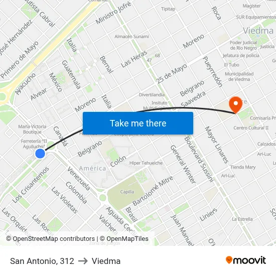 San Antonio, 312 to Viedma map