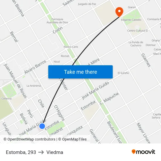 Estomba, 293 to Viedma map