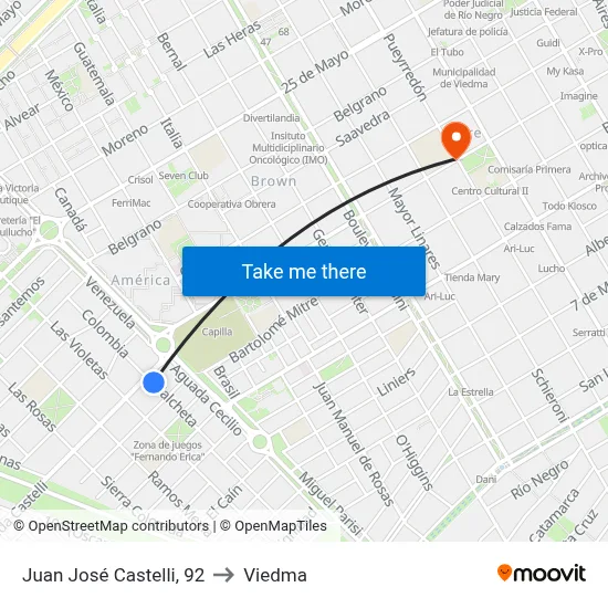 Juan José Castelli, 92 to Viedma map