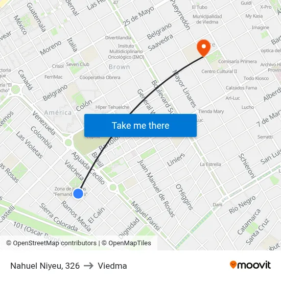 Nahuel Niyeu, 326 to Viedma map