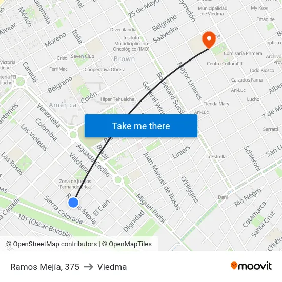 Ramos Mejía, 375 to Viedma map