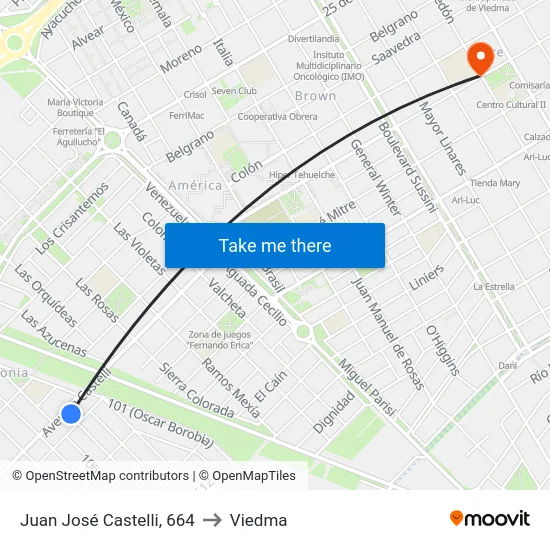 Juan José Castelli, 664 to Viedma map