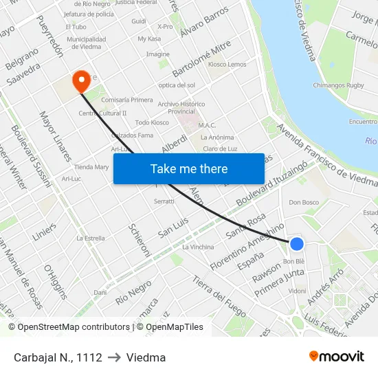 Carbajal N., 1112 to Viedma map