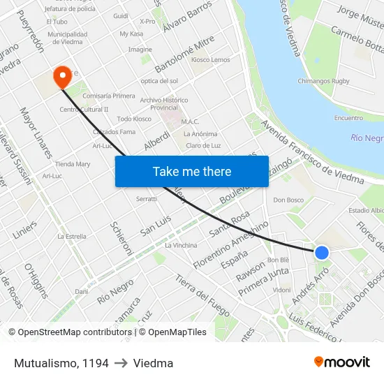 Mutualismo, 1194 to Viedma map