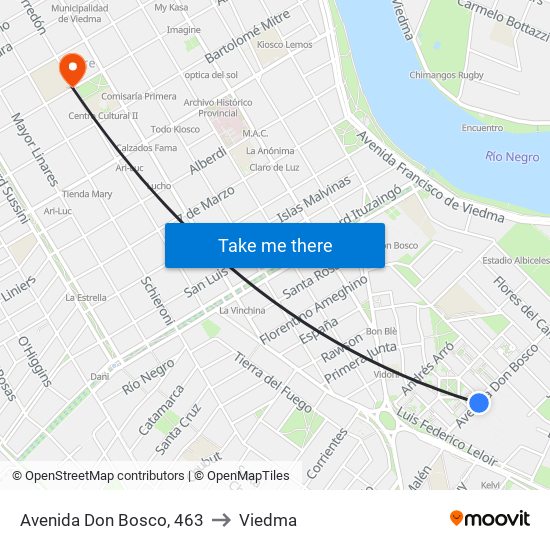 Avenida Don Bosco, 463 to Viedma map
