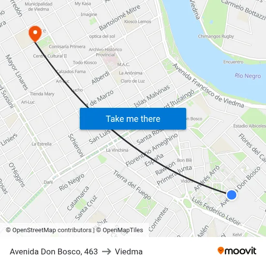 Avenida Don Bosco, 463 to Viedma map