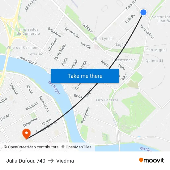 Julia Dufour, 740 to Viedma map