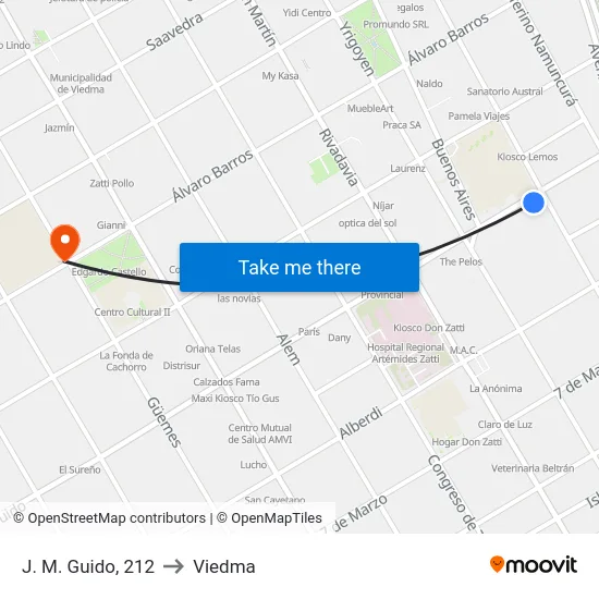 J. M. Guido, 212 to Viedma map