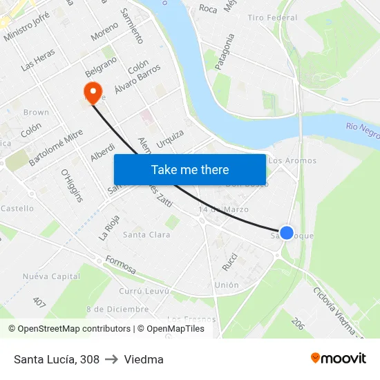 Santa Lucía, 308 to Viedma map