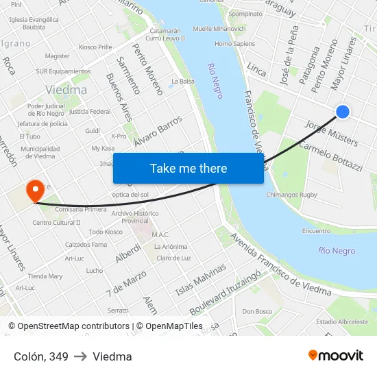 Colón, 349 to Viedma map
