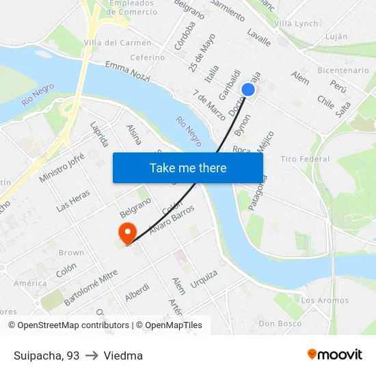 Suipacha, 93 to Viedma map