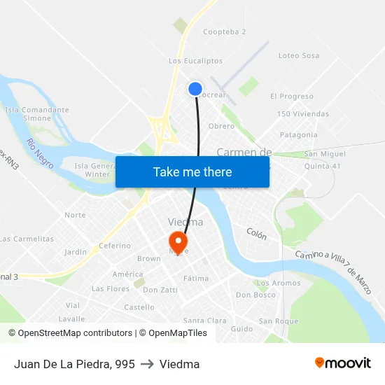 Juan De La Piedra, 995 to Viedma map